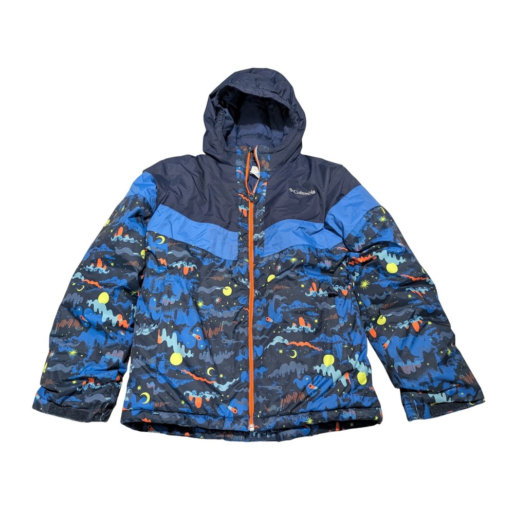 Columbia Boys XL 18/20 Space Print Hooded Puffer Jacket‎ Blue SB5836